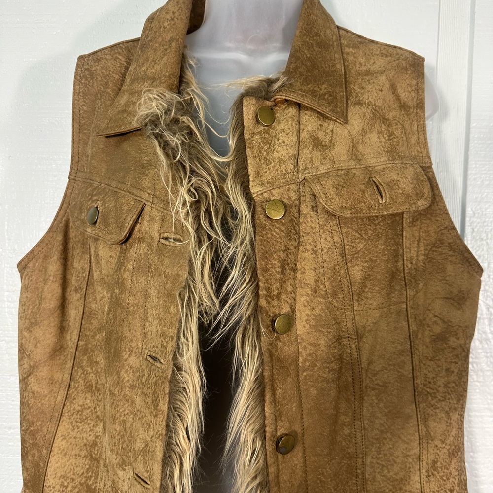 Wilson’s Leather Maxima Brown Fur Lined Vest Size XL EUC - Picture 4 of 10